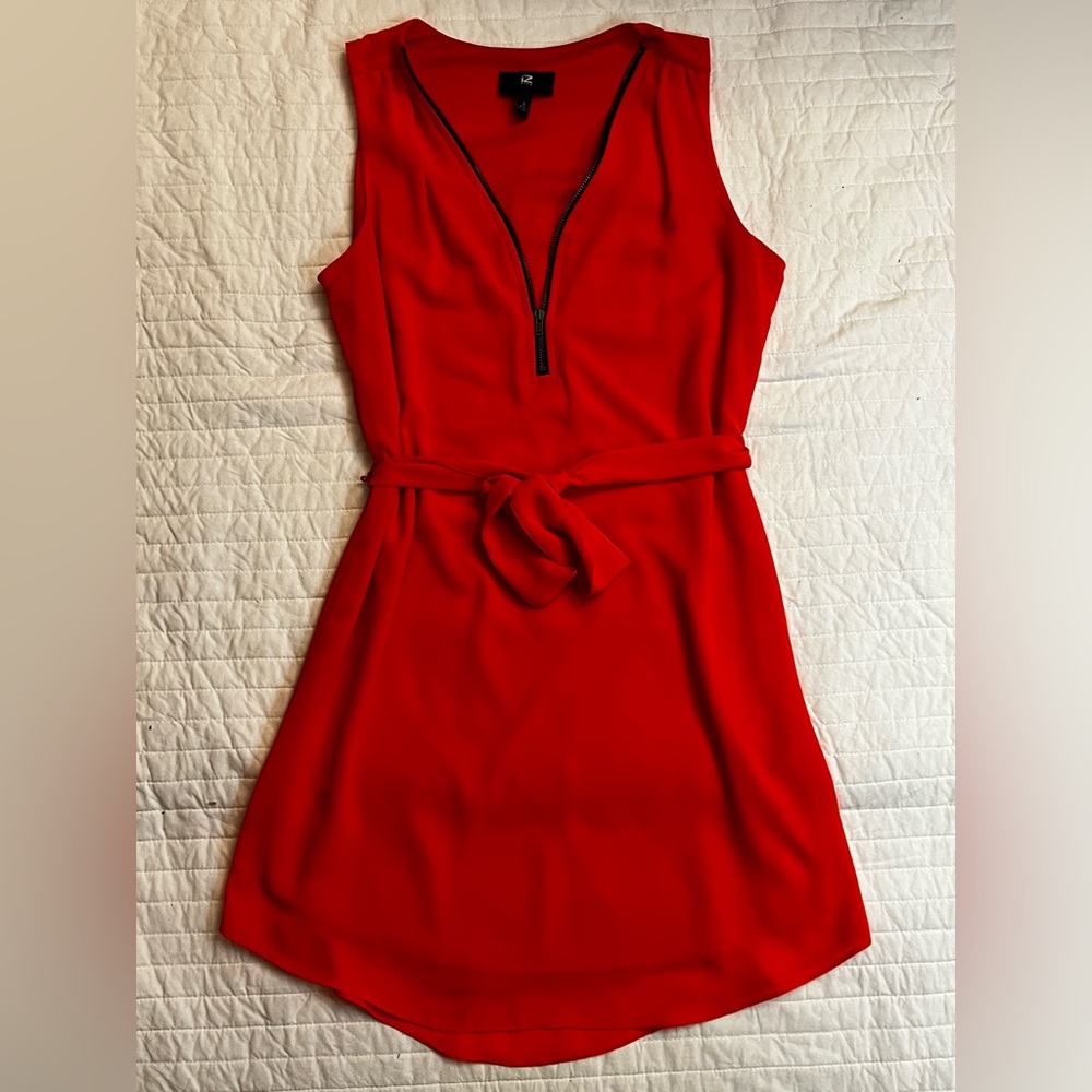 Iz Byer red zip front sleeveless dress